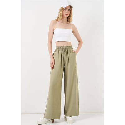 Hoge Taille Wijde Pantalon met Zak