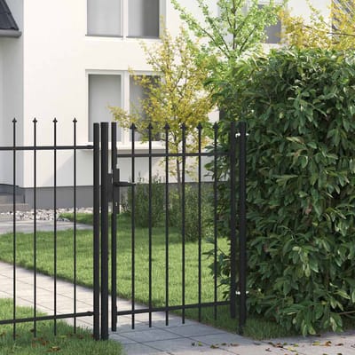 vidaXL - Poort - met - puntige - bovenkant - enkel - 1x1,2 - m - staal - zwart