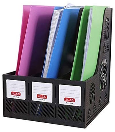 Allecto - Documentenhouder - Bureau-organizer - Multifunctioneel - Zwart - Tijdschriftenstandaard - Praktisch voor kantoor - Geschikt voor op bureau