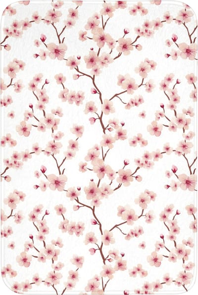 Badmat 60x90 cm - Antislip - Kersenbloesem - Takken - Roze - Badmatten voor badkamer - Badkamermat - Douchemat - Badkamer mat