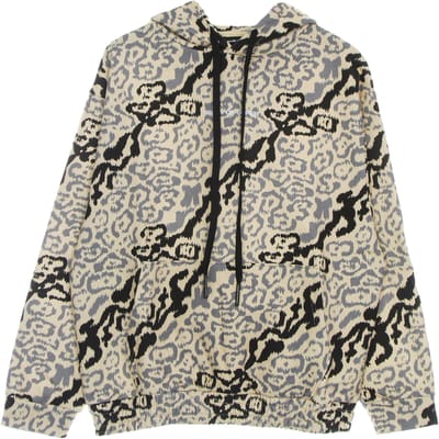 Lichtgewicht sweatshirt met capuchon voor heren, geheel luipaardhoodie beige