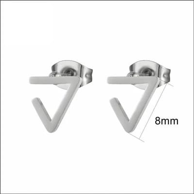 Aramat Jewels | Oorbellen | RVS Open Driehoek Oorbellen Diverse Kleuren 10mm - Geometrische Oorstekers | Zilverkleurig-8mm | |9mm | Staal | Kinderen, Volwassenen | Verkleurd niet