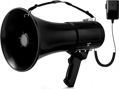 AHD® Megafoon - Megafoon met Sirene - Megafoons - Megafoon Oplaadbaar - Zwart - 25cm x 25cm x 36cm