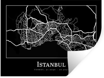 Muurstickers - Sticker Folie - Stadskaart - Istanbul - Plattegrond - Kaart - 40x30 cm - Plakfolie - Muurstickers Kinderkamer - Zelfklevend Behang - Zelfklevend behangpapier - Stickerfolie