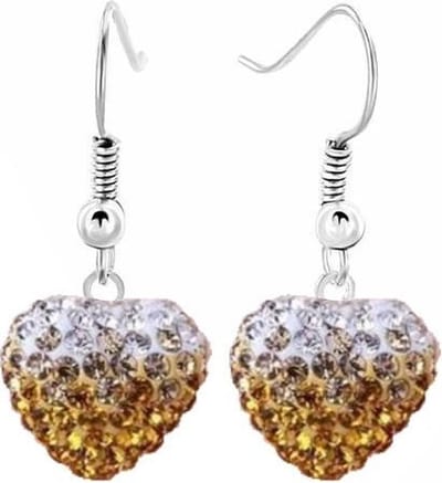 Fako Bijoux® - Oorbellen - Disco Dots - Hanger - Hart Duo - Geel