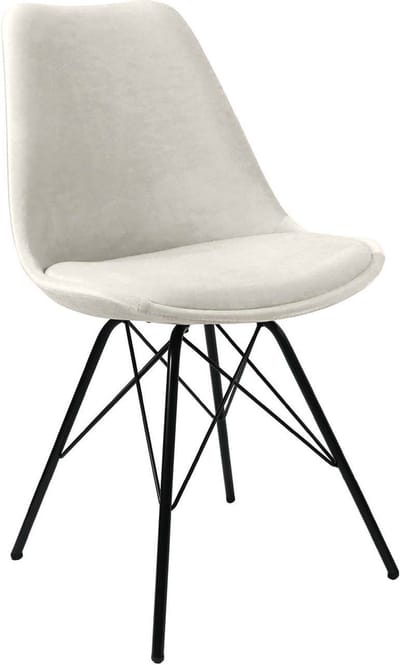 KICK® VELVET Kuipstoel Wit – Eetkamerstoel – Velvet – Zwart Frame
