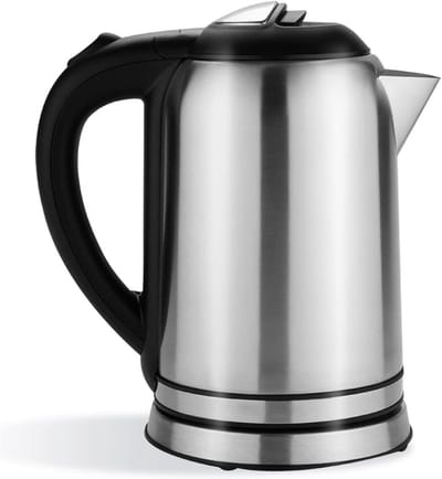 Brushed Stainless Steel Kettle, Double Wall Tea Kettle with 2000W quick boil heating, with automatic shut-off and boil-dry protection, 1L