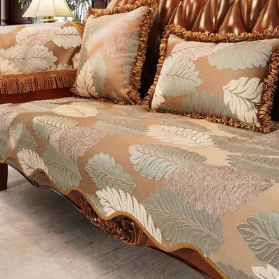 Kussen met reliëf in Europese stijl, rugleuninghanddoek, universeel voor vier seizoenen, antislip, settee-handdoeken, jacquard met golvende rand, bankhoes 48x55cm 1pcs