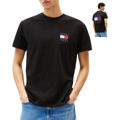 Tommy Hilfiger Tjm Regular Flag Graph T-shirt Black Taglia: M | Magliette basic Outlet | Uomo | Nero