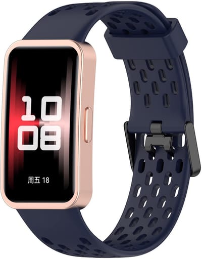 Strap-it Siliconen Air bandje - geschikt voor Huawei Band 8 / Huawei Band 9 / Huawei Band 10 (donkerblauw)