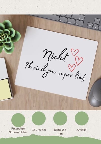 Akyol - nicht ik vind jou super lief Muismat - Nicht - de liefste nicht - verjaardag - cadeautje voor nicht - nicht artikelen - kado - geschenk - 23 bij 19 cm
