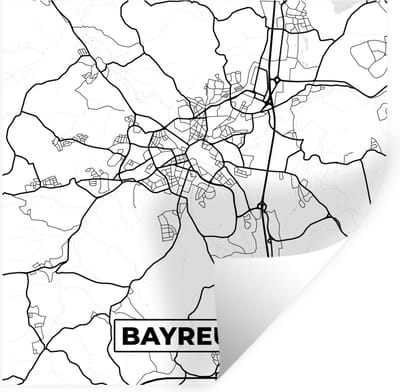 Muurstickers - Sticker Folie - Bayreuth - Plattegrond - Kaart - Stadskaart - 100x100 cm - Plakfolie - Muurstickers Kinderkamer - Zelfklevend Behang XXL - Zelfklevend behangpapier - Stickerfolie