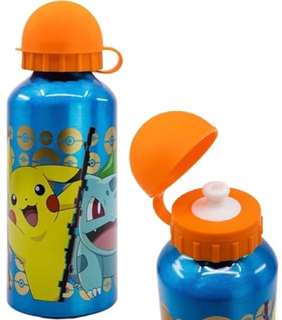 Pokemon Aluminium drinkbidon - Fles - Blauw - Pikachu - Squirtle - 400 ML
