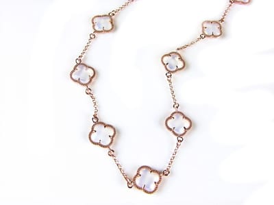 model 10 Fiori collier in zilver roze verguld 10 opaal klavers