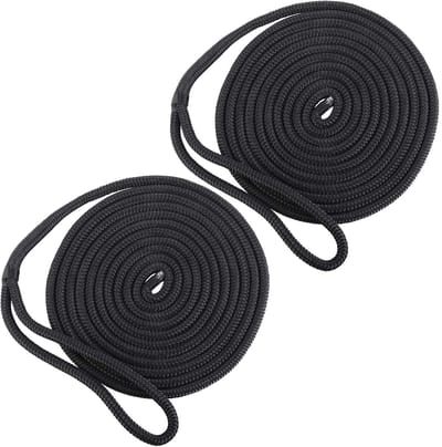 2 stuks nylon Dockline fenderlijn voor boten met oog, diameter 12 mm, lengte 4,5 m, kleur zwart
