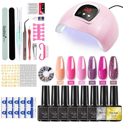 NAXSIR Complete Nail Art Gel Set | 54W LED Nagellamp + 6 Kleuren Semi-perm. Gelpolish + 10+ Tools | Tot 3 Weken Houdbaar