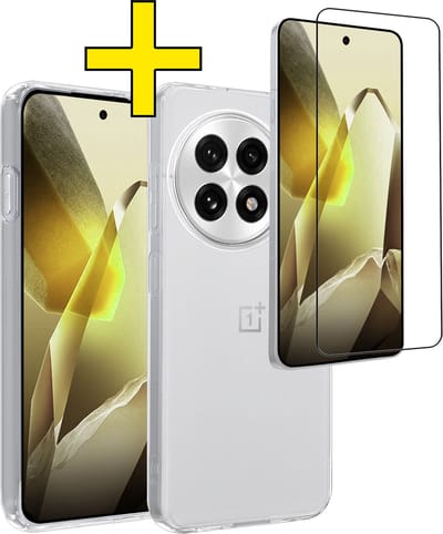 Hoesje - Met Screenprotector - Geschikt voor OnePlus 13R - Sterk & Shockproof - Back Cover - Siliconen Case - Telefoon Hoes - Telefoonhoesjes - Transparant