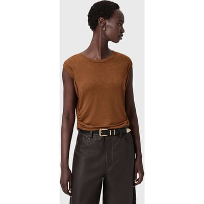 AllSaints West Shimmer Tank Rust Brown Taglia: XS | Maglie Sportivi Outlet | Donna | Marrone