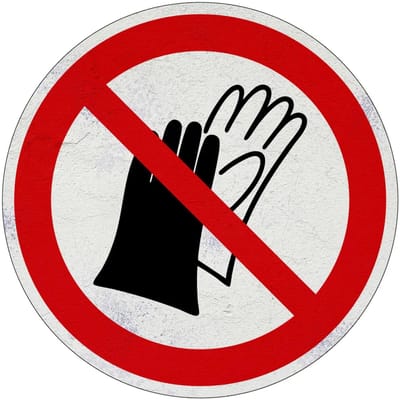 Geen handschoenen dragen verbodsbord - P028 | Sign Again materiaal | 10 cm