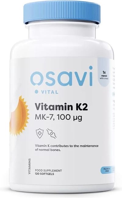 Vitamine K2 MK-7 100 μg – 120 Softgels – K2VITAL® – Menaquinon-7 in MCT Olie – Hoge Biobeschikbaarheid – Glutenvrij - Plantaardige bron - Osavi