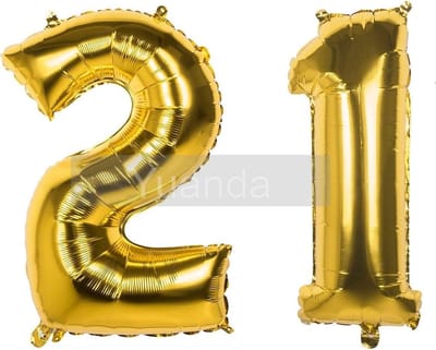 21 Jaar Folie Ballonnen Goud - Happy Birthday - Foil Balloon - Versiering - Verjaardag - Man / Vrouw - Feest - Inclusief Opblaas Stokje & Clip - XXL - 115 cm
