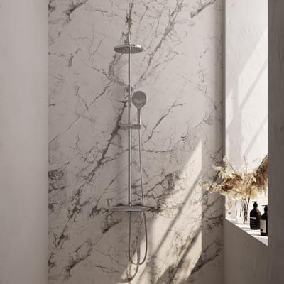 Brauer Chrome Carving Opbouw Thermostatische Regendoucheset - Hoofddouche 20 cm - Handdouche 3 Standen - Doucheslang - Chroom