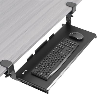 In hoogte verstelbare toetsenbordlade onder het bureau met C-klem, 27 x 11 inch