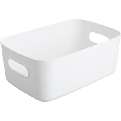 Panier de rangement en plastique grande capacité pour cosmétiques, collations, bacs de rangement pour bureau et cuisine white