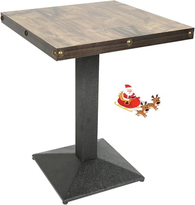 Vierkante Bartafel - Houten Keukentafel - Eten of Werken - Industriële IJzeren Voet - 60x60x75 cm - Zwart