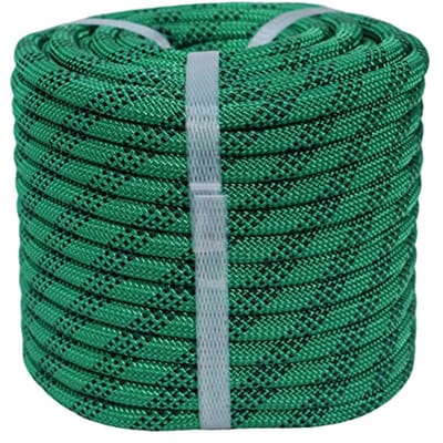 Gevlochten polyester boomverzorger tuigage touw - 3/8" x 100ft - Sterk outdoor touw voor rotsklimmen, wandelen, en camping - groen/zwart