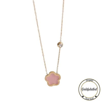 RVS Klaver Ketting | Goldplated | 45+7 | Roze | Geluk | Klavertje vier | Dames Cadeau | Soraro | Chain | Dames Ketting