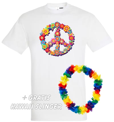 T-shirt Peace Flowers | Love for all | Gay pride | Regenboog LHBTI | Wit | maat XS