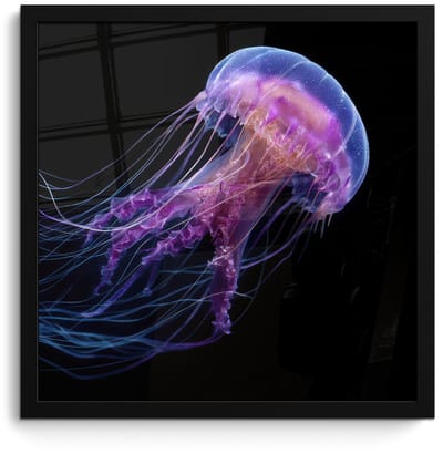 Poster in lijst - Fotolijst 40x40 cm - Posters - Kwal - Doorzichtig - Roze - Tentakels - Posterlijst zwart - Decoratie - Wanddecoratie woonkamer - Muurdecoratie slaapkamer