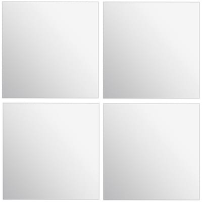 5Five Plak spiegel tegels - 4x stuks - glas - zelfklevend - 40 x 40 cm - vierkant - muur/deur/wand