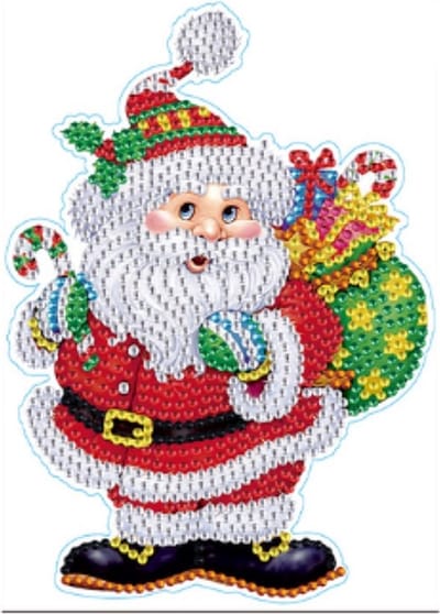 Diamond Painting Kerst sticker groot Kerstman (17cm)