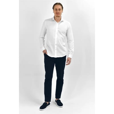 Vercate - Strijkvrij Overhemd - Japanese Knitted - Piqué Katoen - Wit - Slim Fit - Lange Mouw - Heren - Maat 37/S