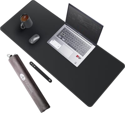 Lederen Bureau Onderlegger 90x40cm - Extra Grote Bescherming voor Computer Bureau - Duurzaam en Stijlvol Design met Ruimte voor Muismat
