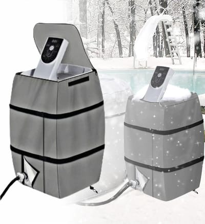 Beschermer voor verwarmingspomp - Hoes voor verwarmingspomp van hottub en spa - Stofkap - Past op de meeste elektrische zwembadverwarmers - 420D Oxford-doek - Accessoire voor winteropslag - 21" x 15" D x 17" B - Grijs