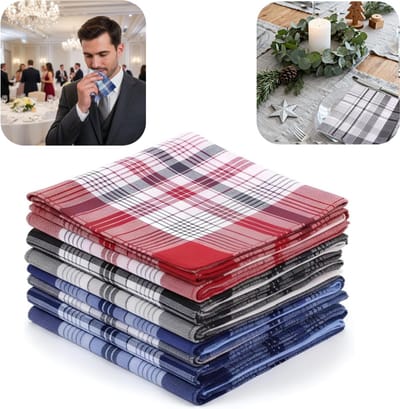 Set van 12 zakdoeken - Zweetdoekjes - Gezichtsdoekjes - Herenzakdoeken - Pochet - Herbruikbaar - Katoenen servetten - Opvouwbaar - Gestreept patroon - Unisex - Voor bruiloften, banketten, zakelijke gelegenheden (willekeurige stijl - 40*40 cm)