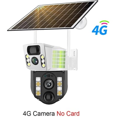Caméra solaire 4K 8MP WiFi/4G, double objectif, batterie faible consommation, caméras de vidéosurveillance, détection de mouvement PIR, suivi automatique, moniteur de Surveillance V380 4G Camera