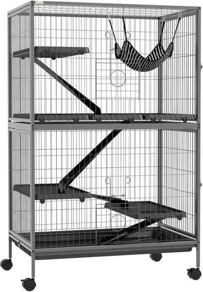 M-Goods - Rattenkooi XXL - Frettenkooi op Wielen - Knaagdierkooi 5 Niveaus - Chinchilla Kooi - 80x52x128 cm
