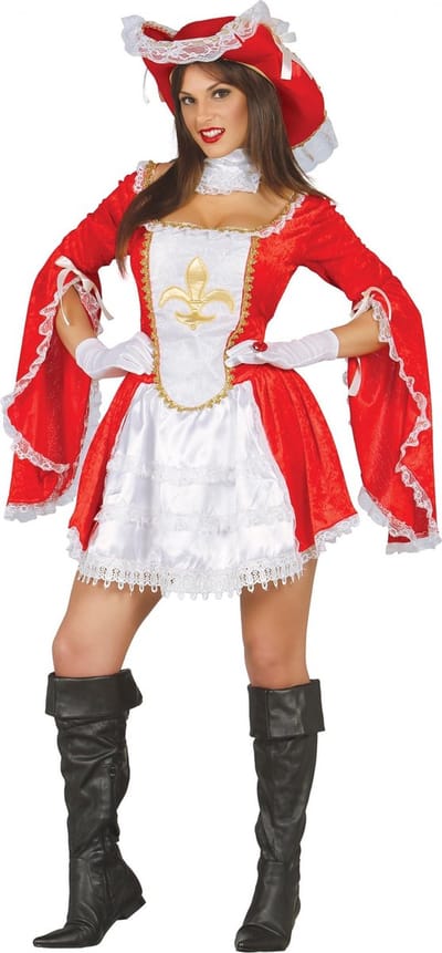 Fiestas Guirca Verkleedjurk Musketier Polyester Wit/rood Mt Xl