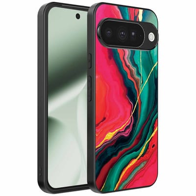 Geschikt voor Google Pixel 10 Telefoonhoesje met Rood Groen Marmer Opdruk - TPU Backcover Case Red Green Marble Design - Smartphonica geschikt voor Google Pixel 10