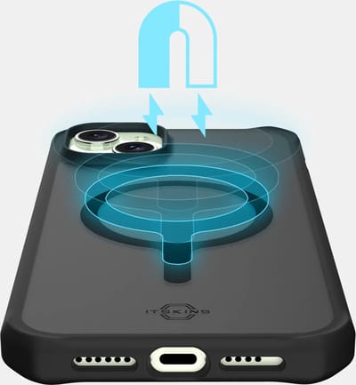 ITSKINS Hoesje geschikt voor Apple iPhone 14 MagSafe Telefoonhoesje Hardcase | ITSKINS Level 2 HybridMagFrost R Backcover Shockproof | Geschikt voor MagSafe | Geschikt voor Draadloos Opladen met Magnetische Ring | Geschikt voor MagSafe Case - Zwart