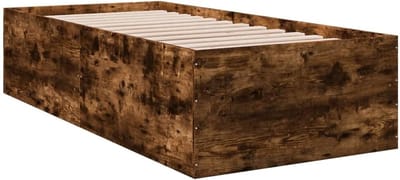 Bedframe Hout - Eenpersoonsbed Logeerbed - Slaapkamermeubel - Bewerkt Hout - 100x200 cm - Gerookt Eiken