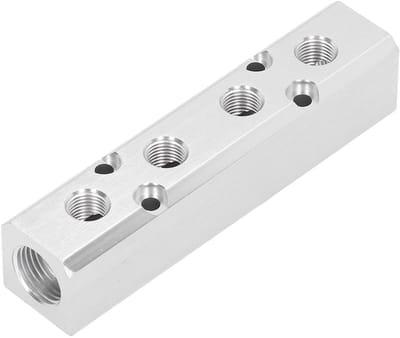 Dailygoods- Luchtverdeelstuk G1/2 - G1/4 Uitgangspoort - Pneumatisch Vervangstuk - Corrosiebestendig Aluminium - Hoge Drukweerstand - Goede Luchtdichtheid - Pneumatisch Verdeelstuk
