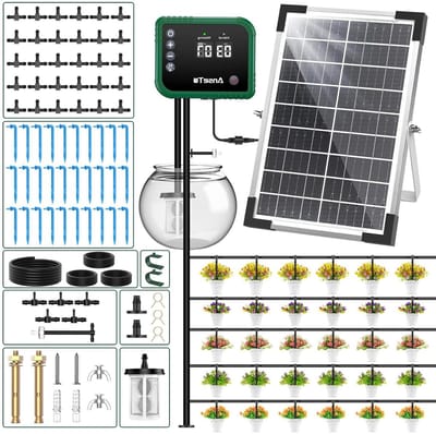 Zonne-irrigatie Kit - Automatisch Besproeiingssysteem - Planten Water Geven - Geïntegreerde Timer - 30 Meter Slang
