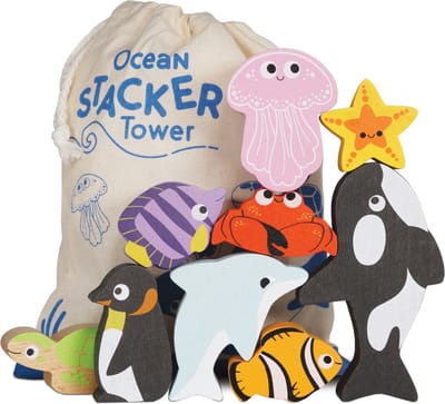 Houten Stapeldieren Oceaan - Stapelspeelgoed