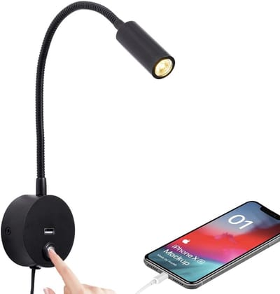 Dimbare Wandleeslamp met USB-oplaadpoort - Flexibele 3-Kleuren LED Wandlamp