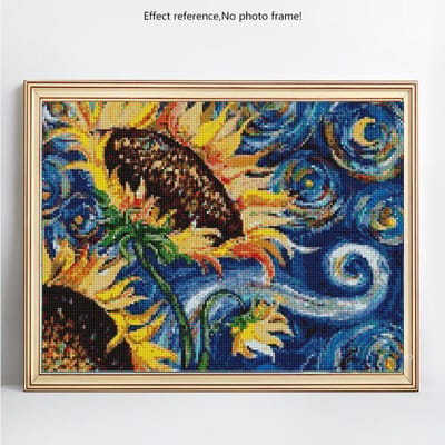 Broderie diamant, fleur, peinture diamant, point de croix, tournesol, mosaïque diamant, images d'affichage 20X30CM beige